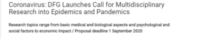  DFG Launches Call for Multidisciplinary Research into Epidemics and Pandemics